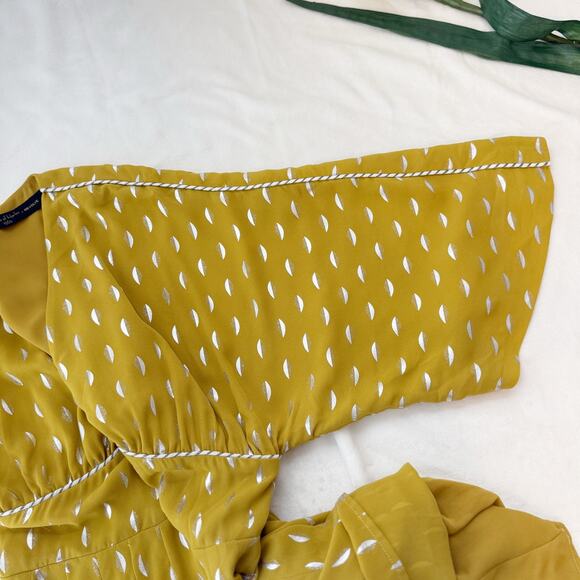 House of Harlow 1960 x REVOLVE OWEN DRESS Flowy Metallic Dot Small Mustard Flaw - Picture 9 of 15